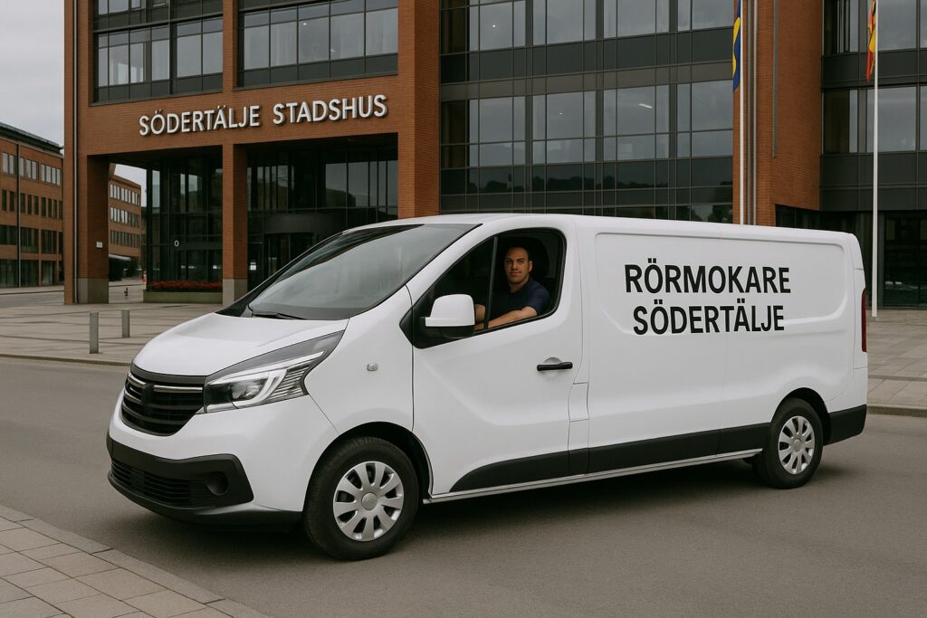 Rörmokare Södertälje – Allmänna Rörjourens servicebil vid Södertälje Stadshus