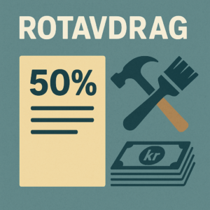 Illustration som förklarar ROT-avdraget 2025 för VVS-arbeten i småhus